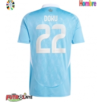 Camiseta Bélgica Jeremy Doku #22 Visitante Equipación Eurocopa 2024 manga corta